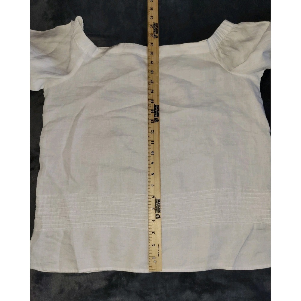 2 Ann Taylor Factory Linen Off Shoulder Tops White Top And Navy Top Sz Medium - Picture 6 of 13
